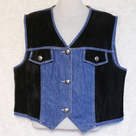 Vintage Stonebridge Black Velvet Denim Vest a Levi's Brand - Picture 12 of 15